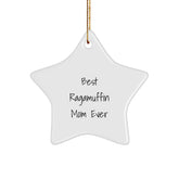 Ragamuffin Cat Lover Gifts from Best Mom Ever, Funny Star Ornament, White, for Christmas - Image 1